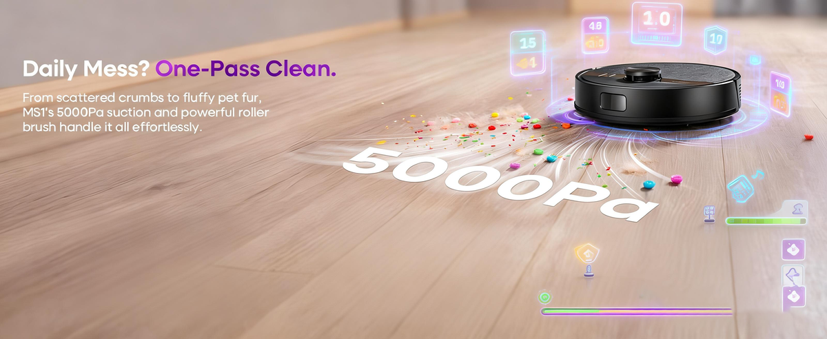 Aspirateur robot gamifié Monsga : anti-emmêlement + navigation laser pour rendre le ménage addictif