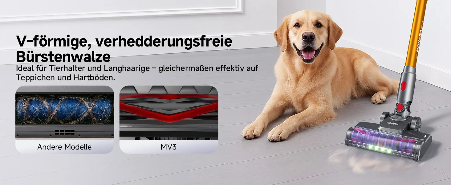 MONSGA MV3 Zubehör Bürstenkopf und Stiel/Teleskoprohr  3