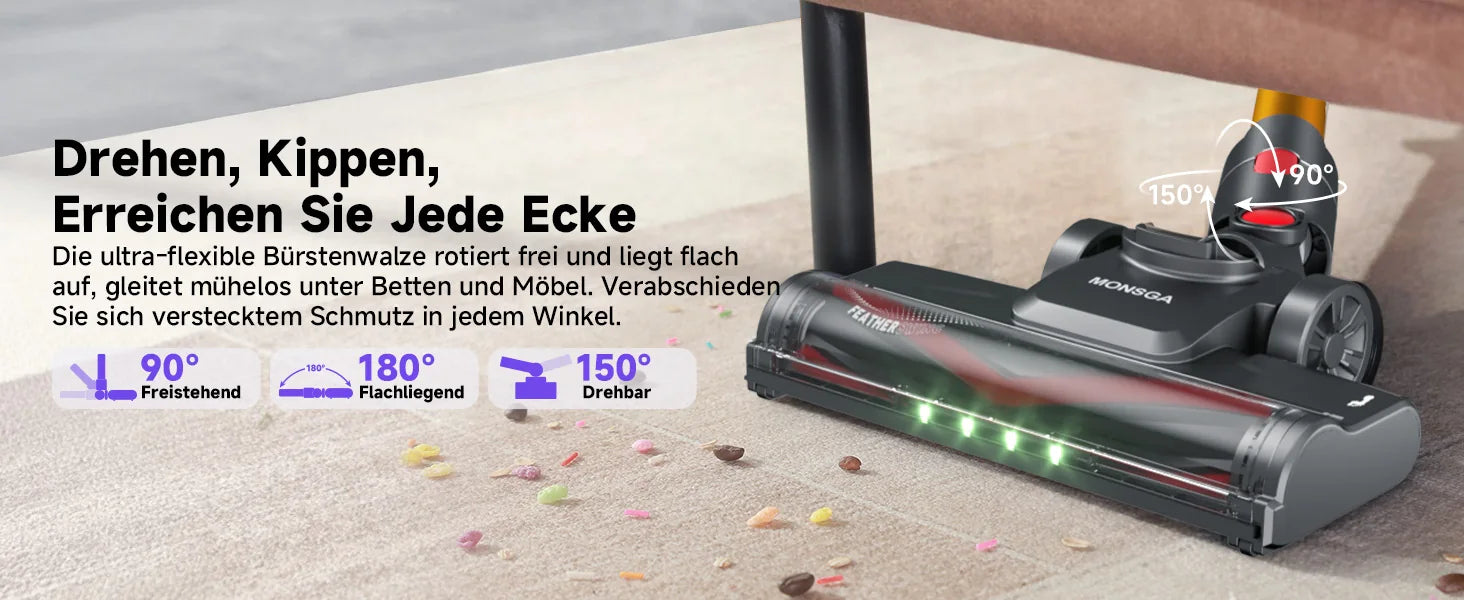 MONSGA MV3 Zubehör Bürstenkopf und Stiel/Teleskoprohr  2