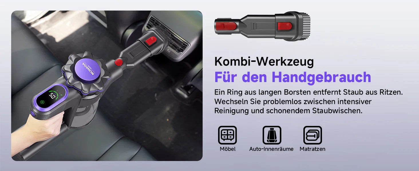 MONSGA MV3 Zubehör Bürstenkopf und Stiel/Teleskoprohr  3