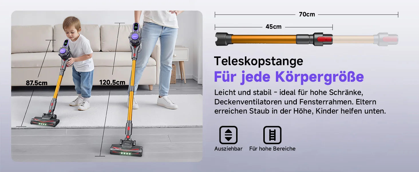MONSGA MV3 Zubehör Bürstenkopf und Stiel/Teleskoprohr  4